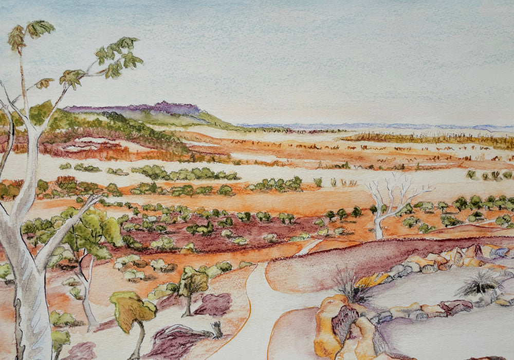 Limited edition print of an original landscape illustration by Australian Illustrator, Leonie Walton